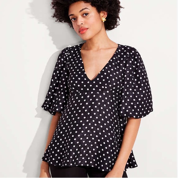 Kate Spade Harmony Dot Cloque Top 0 NWOT - Picture 2 of 8